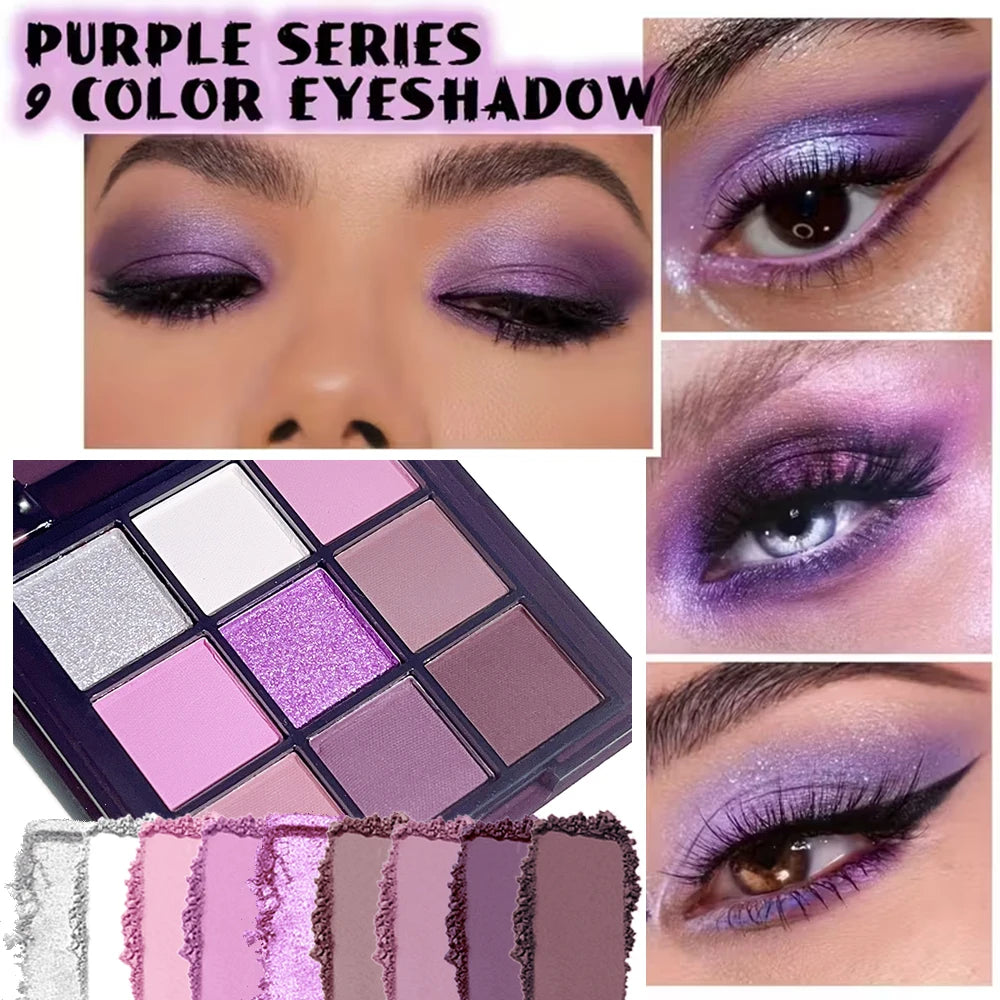 Glam Looks Multi-Color Purple Toned Eyeshadow Palette Matte Glitter Shades Highly Pigmented Long Lasting Waterproof Eye Makeup for Women