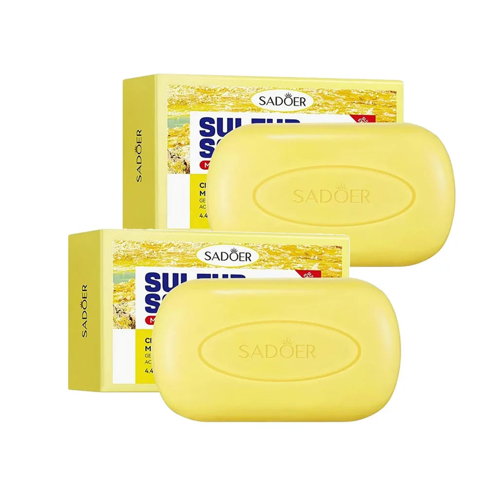 1/2pcs SADOER Sulfur Mite Removing Facial Soap Universal Handmade Soap for Body Face Wash Foam Moisturizing Facial Cleanser