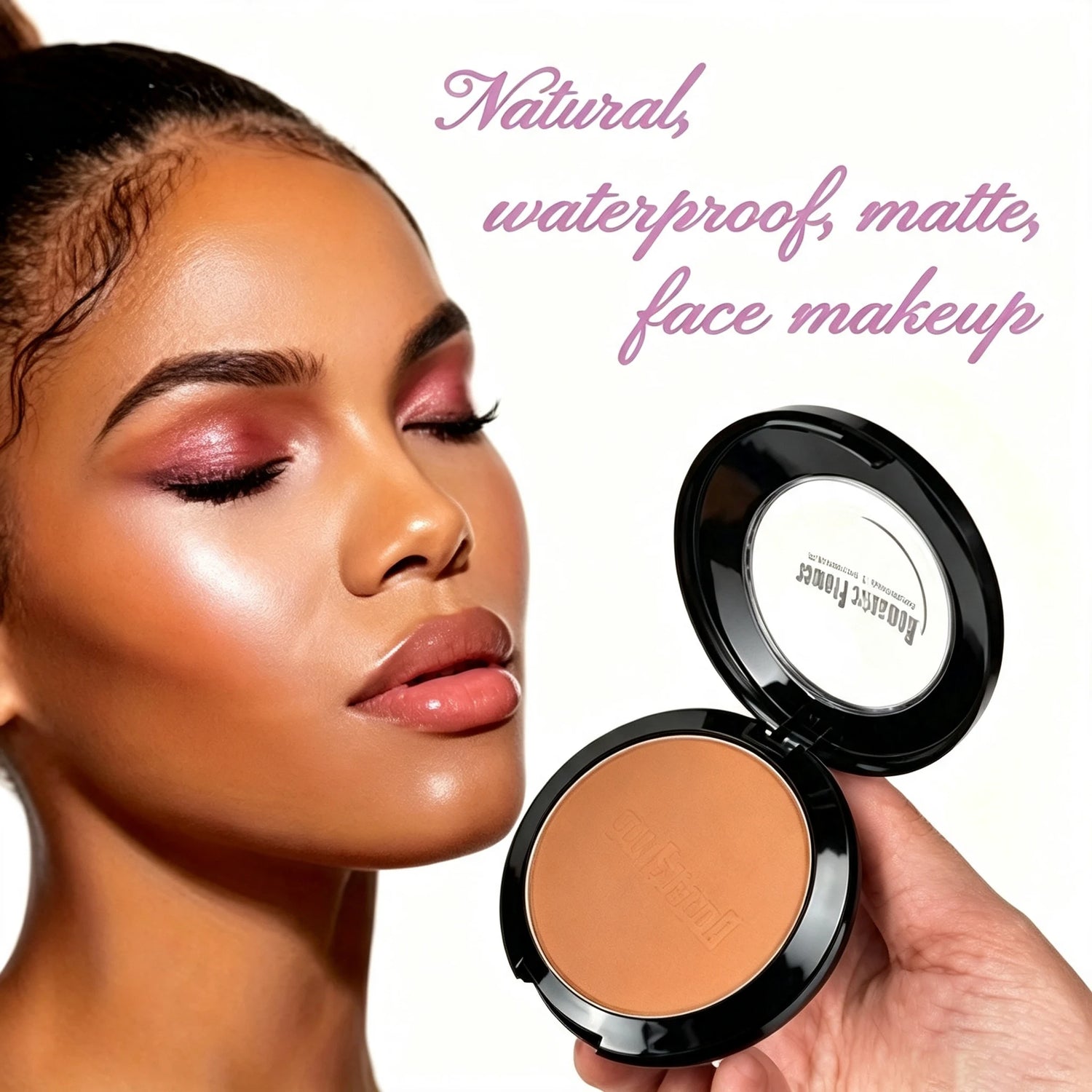 3-in-1 Dark Matte Powder Foundation, Waterproof Concealer Contour Face Makeup for Dark Skin, Oil-Control Long-Lasting Blendable Powder for Natural Finish Long Wear Blendable Powder for Natural Everyday Look